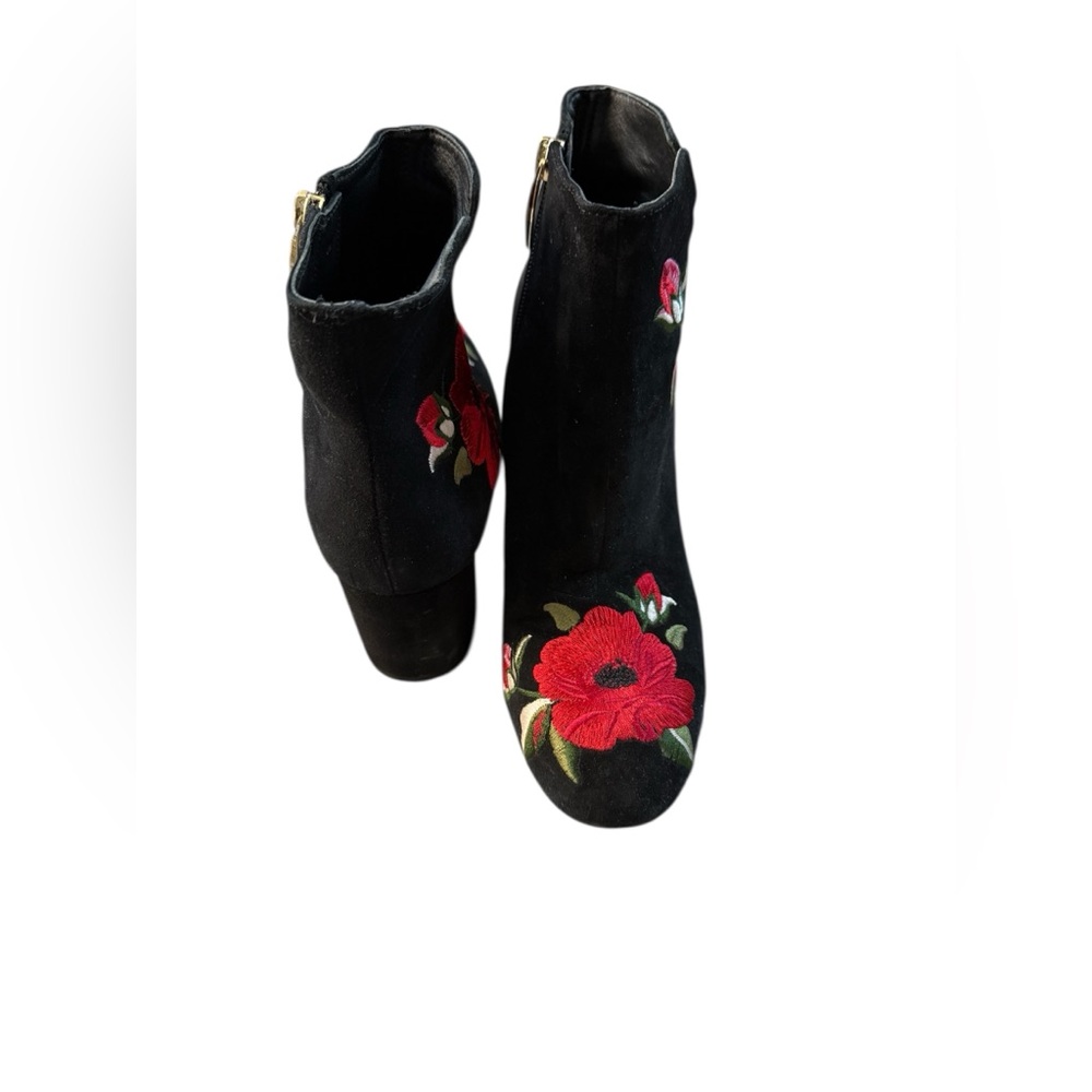 Kate Spade Langton Floral Embroidered Suede Block 2” Heel Almond Toe Booties 8.5 - Picture 6 of 7